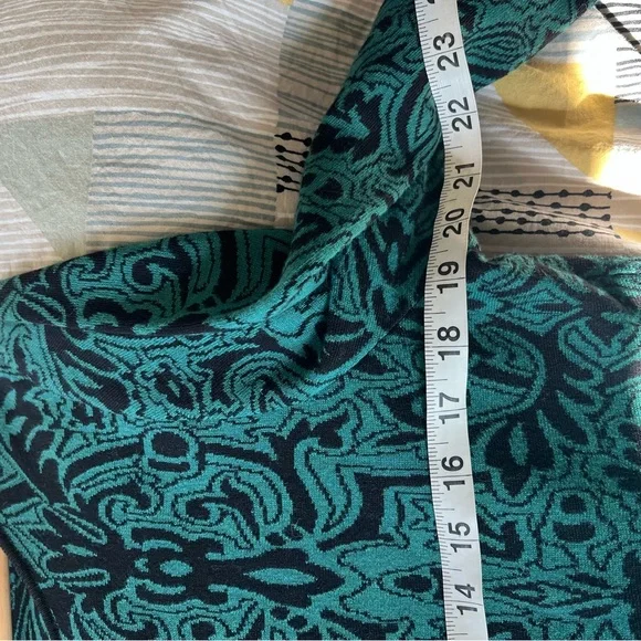Peruvian Connection long sleeve paisley Tunic Sweater green black Pima Cotton - Picture 9 of 9
